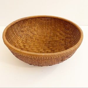 Round Boho Chic Woven Basket Wall Hanging Storage